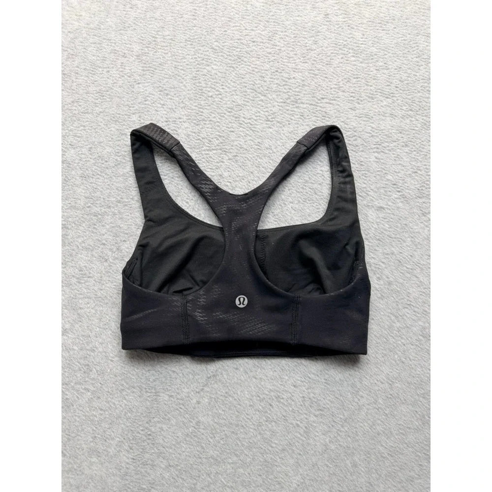 Lululemon Black Jacquard Racerback Sports Bra Medium Impact Activewear Womens